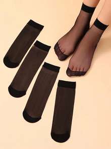 20 Pairs Unisex Solid Color Crew Socks, Casual Stockings For Daily Life And Home, Suitable For Dance, Gymnastics, Sports And Outdoor Activities (5/10/20 Pairs) - Black - View 1