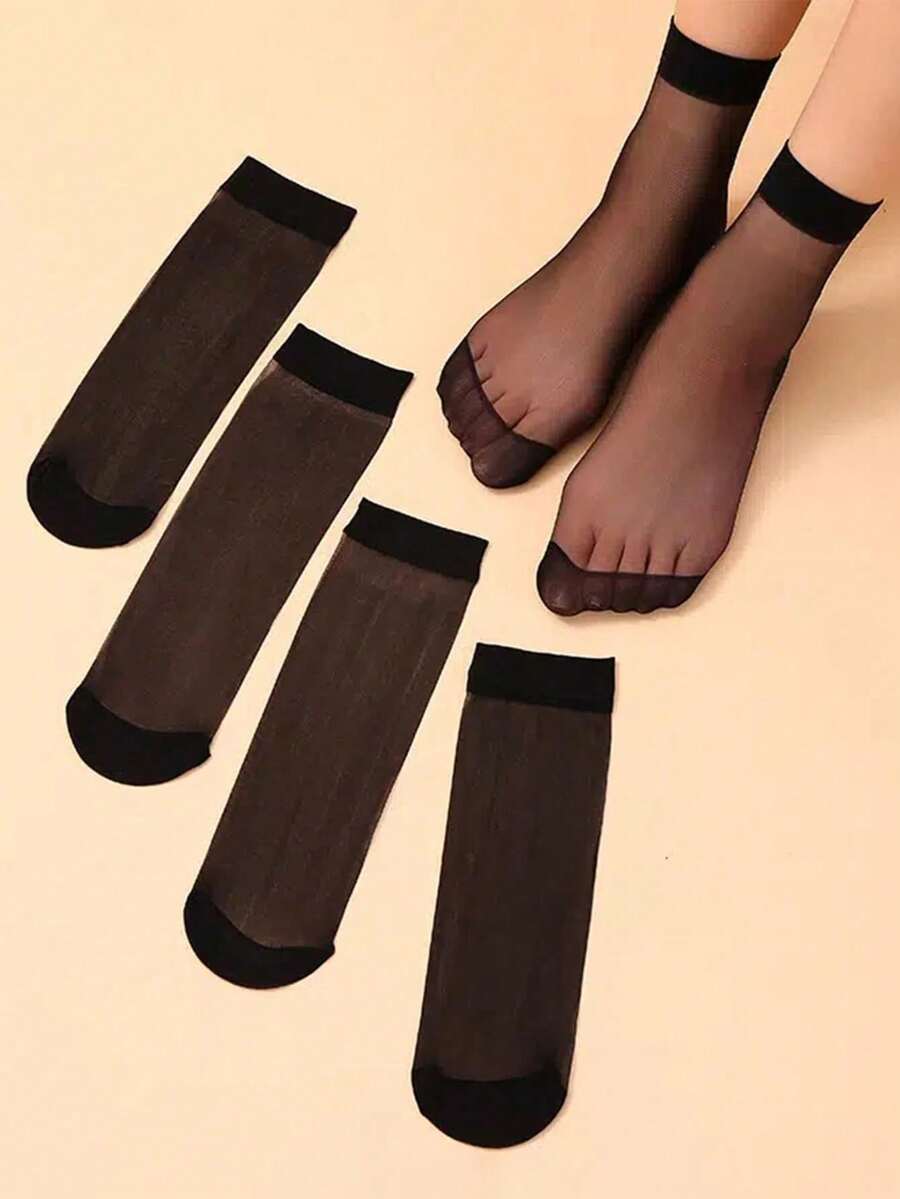 20 Pairs Unisex Solid Color Crew Socks, Casual Stockings For Daily Life And Home, Suitable For Dance, Gymnastics, Sports And Outdoor Activities (5/10/20 Pairs) - Black - View 1