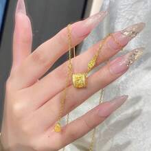 18K镀金镂空雕花星空流苏项链，新款中国风 - 金色 - 查看 4