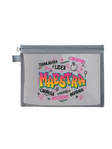 Mesh Breathable Zipper Makeup Bag, Stylish Teacher's Day Pattern, Suitable For Daily Holiday Makeup Storage, Teacher's Day Gifts, Mother's Day Gifts - Multicolor - View 14