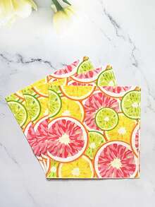 20pcs Colorful Lemon Print Disposable Double-Ply Paper Napkins, Suitable For Western Restaurants, Spring/Summer Outdoor Gatherings, Home Kitchen - Multicolor - View 8