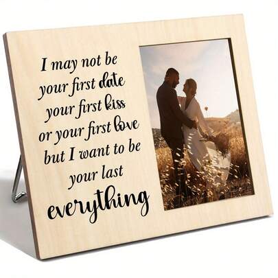 Marco de fotos horizontal para pareja - Marco de escritorio rectangular moderno con cita inspiradora, regalo perfecto para boda y Día de San Valentín, 1 pieza 2D plano