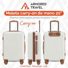 Maleta De Viaje Carry On 20" de Mano Cabina 10kg Rígida Doble Refuerzo Con * TSA Lock * Luggage suitcase Armored Travel - Palace - Beis - Ver 5
