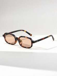 1 Pair Women's Rectangular Rivet Retro Small Frame Versatile Street Style Quality Fashion Glasses, Suitable For Outdoor, Beach, Vacation - Multicolor - View 13