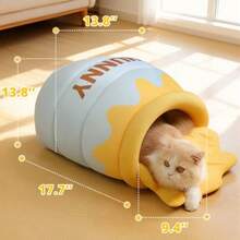 Honey Pot Cat Cave Bed - Covered Cat Beds For Indoor Cats With Removable And Washable Cushion Enclosed Kitten Puppy Hut Cute Kitty Hideaway For Small Cats Dogs And Pet Breeds - Honey Pot - 查看 4