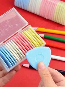 Marcador de tiza borrable con caja de plástico duradera - Herramienta multicolor para costura, bordado, maquillaje y marcado de tela - Diseño de borrado fácil, accesorio de bordado portátil/Función de borrado fácil de tiza ergonómica, accesorio de sastre, herramienta de sastre - A - Ver 5