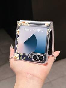 1个时尚简约磨砂PC材质，简约可爱油画花卉元素折叠手机壳，可保护手机并防止跌落，适用于：三星Galaxy Zflip 3/Zflip 4/Zflip 5/Zflip 6/Zflip 7/ Find N3 Flip/ Razr 50 Ultra/ Razr 60 Ultra/ 60/ Lola Razr 50/小米MIX Flip/Galaxy Z Flip7 FE - 無色 - 查看 3