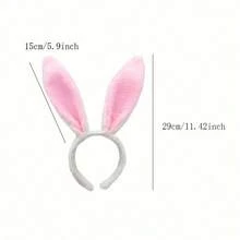 1pcs Cute Easter Bunny Ear Headband - 1pc Plush Hairband Rabbit Ear Hairband Party Costume Decorations Hair Accessories - Xanh Trắng - Xem 6