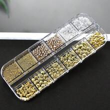 12件套3D海洋主题美甲饰品，金色金属贝壳海星珍珠水钻，夏季沙滩合金海螺美甲钉，女士美甲用品 - 彩色 - 查看 10
