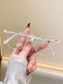 1pc Women's Classic Minimalist Square Transparent Frame Glasses, Multi-Functional For Daily Use, Suitable For Fashionable Casual Everyday Life - Multicolor - View 3