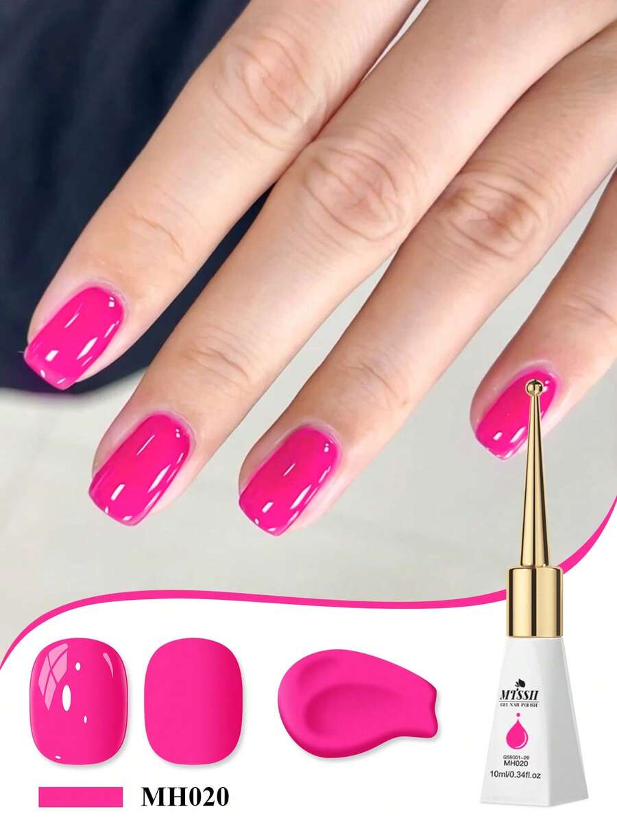 Mtssii 1pc 10ml Fluorescent Neon Color Gel Nail Polish , HEMA TPO FREE Semi Permanent Soak Off UV Gel Varnish For Summer Nails, Long Lasting, Lead-Free DIY Nail Art Design All For Decoration, Manicure Painting Gel Vernis For Salon And Home Nail Supplies - Màu Hồng Tươi - Xem 1