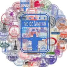 50/100 Peças Adesivos com Tema de Viagem Vintage em Cidades, Adequados para Scrapbooking, Diários, Telefones, Decorações, Cadernos e Outras Artesanato DIY Suprimentos de Scrapbook Suprimentos Escolares - A - Visão 5