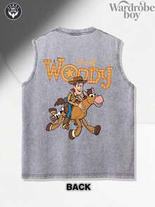 Disney Men's Washed Cotton Sleeveless Printed Vest, Toy Story Pattern Printed Vest, Suitable For Both Men And Women, High-Quality Pure Cotton Vest, Suitable For All Seasons, Comfortable And Breathable | Exquisite Design | The Best Choice For Gift Giving - 灰色 - 查看 2