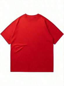1 Pcs Summer Bestsellers Men's T-Shirt, Classic Graphic T-Shirt, Soft And Comfortable T-Shirts For Men, Script Logo, 180g, 100% Cotton180g 100% Cotton - 紅色 - 查看 2