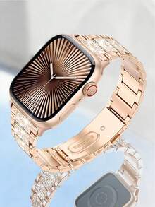 1pc Adjustable Rose Gold Metal Band, Compatible With Apple Watch Ultra 3 2 1 SE S10 S9 S8 S7 S6 S5 S4 S3 S2 S1 Series, Size Options 38mm, 40mm, 41mm, 42mm, 44mm, 45mm, 49mm, 46mm (Watch Not Included). Fashionable Replacement Smart Watch Strap, Stylish Elegant Women Gift For Summer, Ball, Beach, Holiday, Party, Daily Outfit Accessory - Rose Gold - View 11