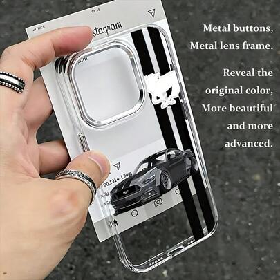 Funda para teléfono Sons of Biker Style compatible con los modelos de  17, 16E, 16, 15, 14, 13, 12, 11 Pro Max, Air, X, XR, XSMAX, 8, 7 Plus, con marco de lente plateado metálico y cubierta trasera suave transparente, fundas para teléfono, funda práctica.