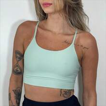 High-Support Polyamide Fitness Top With Double Lining. - 淺綠色 - 查看 2