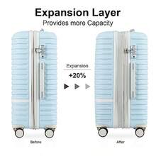 Joyway - maletas 3 piezas equipaje extensible con rueda giratoria equipaje concha dura con cerradura TSA 1/20inch Laggage de viaje - Beige azul claro - Ver 2