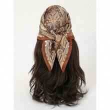 1pc Women Scarf Simple Printed 70cm Square Scarf, New Stylish Bandana For Women, Versatile Waist Tie, Hair Accessory Witch Silk Scarves - 卡其色 - 查看 12