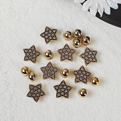 18pcs Shiny Star, Bead Fashionable Shoe Decoration Charms, DIY Accessories For Clogs, EVA Sandals, Slippers, Removable Acrylic Shoe Decor, Girls Ornaments, Christmas Gift