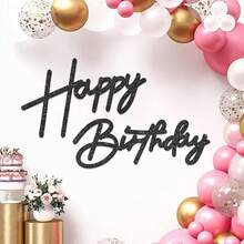 Babenest - Letrero de fieltro blanco con texto en inglés "Happy Birthday", reutilizable, fuerte adhesión para telón de fondo, decoración de arco de globos, suministros para fiesta de cumpleaños - Negro Flash - Ver 13