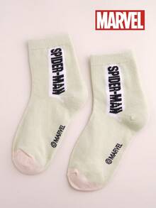 Marvel 漫威儿童蜘蛛侠和复仇者联盟超级英雄角色袜子，1/5/10双装，婴儿袜，幼儿袜，男童袜，适合夏季，绿色条纹筒袜，卡通女童袜。适合作为礼物、派对服装和日常休闲穿着——四季皆宜。 - 彩色 - 查看 10