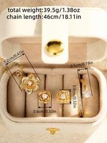 4pcs Cubic Zirconia Jewelry Set - Ring, Necklace, Earrings, Comes With Gift Box, Designed For Women, Suitable For Wedding, Engagement, Anniversary, Party, Valentine's Day Gift - 1# - View 6