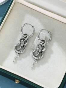 1 Pair Of Gothic Retro Snake-Shaped Dangle Earrings, Unique And Party Accessories For Men - Earring - View 3