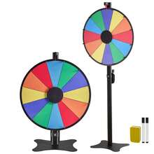 24 In Spinning Prize Wheel, 12 Slots Spinning Wheel With Stand, Adjustable Height Win Fortune Roulette With A Dry Erase And 2 Markers, 6 Colors, Easy Assembly, For Party Pub Trade Show Carnival - 24 Inches, 12 Slots - View 8