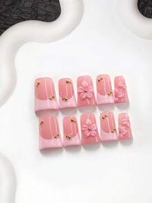 10件套温柔甜美法式裸粉色美甲手工套装，包含凝胶美甲贴、粉色花瓣装饰（含迷你金属珠）、粉色法式花朵装饰、粉色指甲油，经典法式甜美风格，附赠美甲工具（1个果冻贴+1个指甲锉），三种甲型可选：杏仁形、鸭嘴形、棺材形，适合通勤、工作、约会、婚礼、摄影等各种场合。 - 彩色 - 查看 13