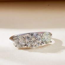 1枚S925银戒指，镶嵌2克拉圆形莫桑石，适合女士日常佩戴 - 一件 2CT - 查看 4