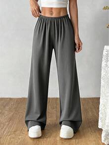 Nouveau pantalon de détente à imprimé rayures et nœud doux, printemps/été. Pantalon de pyjama ample et doux pour femmes - Gris - Voir 3