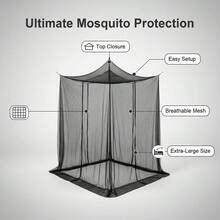 1 chiếc màn chống muỗi cắm trại cỡ lớn, lưới mịn, màn chống muỗi hình vuông phù hợp cho giường tầng, cắm trại, phòng ngủ, hiên nhà, dễ lắp đặt, màn chống muỗi cao cấp - sử dụng được cả trong nhà và ngoài trời, thiết kế hai cửa một bên, lưới chống muỗi thoáng khí, bao gồm 8 móc dây ngắn, lắp đặt và tháo dỡ nhanh chóng và dễ dàng, phù hợp cho cắm trại/leo núi/sân vườn/phòng ngủ. - Trắng - Xem 4