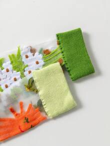 4 đôi tất dài đến bắp chân, họa tiết hoa lá. - Nhiều màu - Xem 4