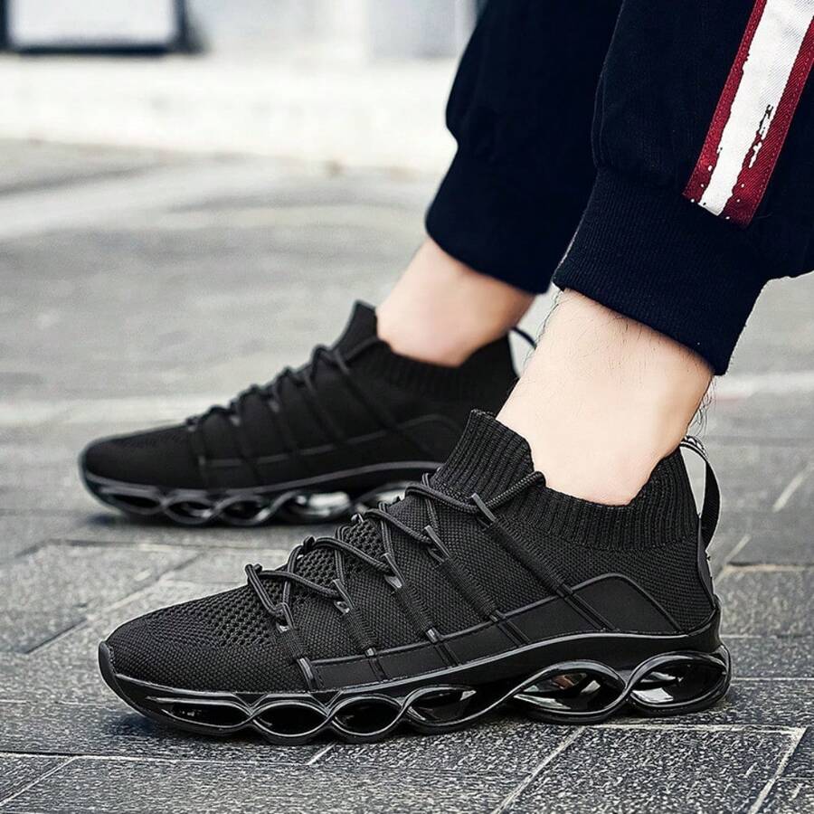 Men's Plus Size Sports Shoes Are Comfortable Running Shoes, Lightweight Casual Shoes, Fashionable And Equipped With Shock Absorption And Breathable Design, Suitable For Running, Hiking And Daily Wear - màu đen - Xem 1