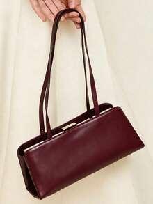 Bolso de mano con clip de estilo retro - Burdeos - Ver 4