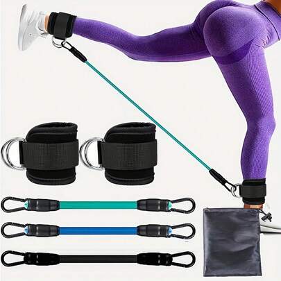 Hip Resistance Bands Set, Ankle Straps, Glute And Leg Pull Rope, Body Shaping And Slimming, Cable Machine, Hip Lifting Ankle Elastic Band Training Set
