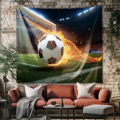 Tranh treo tường in hình khung thành bóng đá, bền chắc, in kỹ thuật số độ phân giải cao, dễ lau chùi, thích hợp làm tấm trang trí cách âm cho đầu giường phòng ngủ bé trai, tấm trang trí tường phong cách thể thao cho tựa lưng ghế sofa phòng khách, nhiều kích thước, nhiều thông số kỹ thuật, phù hợp với nhiều không gian sử dụng trong gia đình.