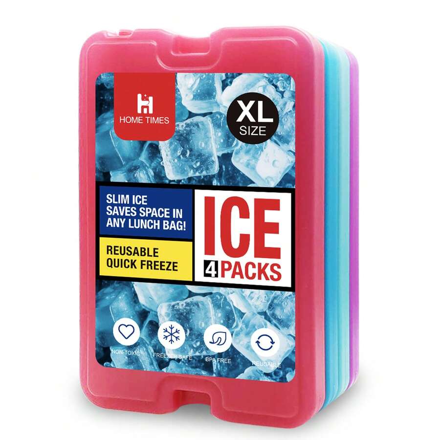4pcs Home Times Ice Packs For Lunch Box, Freezer Ice Packs Slim Long Lasting Cool Packs For Lunch Bags And Cooler,Ultra-Thin Design, Long-Lasting Coolness - Perfect For Lunch Boxes, Coolers, Picnics & Outdoor Adventures - View 1