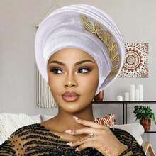 Women African Hat, Elegant Pleated Leaves Turban Hat Wrap Fashion Accessories. - 紅色 - 查看 5
