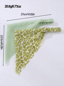 2pcs Women's Accessories, Minimalist Fresh Green Rose Flower Print Triangular Headband, Suitable For Daily, Spring/Summer, Vacation, Party, Decoration Women Bandana Beach Accessories Summer Beach Hair Bands - Multicolor - View 5