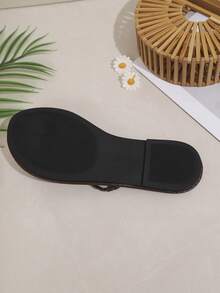 Dép xỏ ngón dệt kim cho nữ, dép đế bằng, dép đi biển kiểu dáng thường ngày, dép hở ngón cho mùa hè ngoài trời, kiểu Pháp thời trang phù hợp với váy, đi biển. - Cà phê nâu - Xem 8