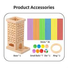 Colorful Wooden Chess Board Game Set With Mallets & Dice, Educational Math Toy For Family, Suitable For Children 3+ Years Old, Develops Hands-On Ability, Gift For Boys And Girls - Multicolor - View 7