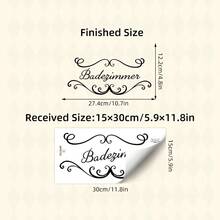 BRUP 1pc Boho Floral Watercolor Wall Sticker, Removable Vinyl Decal With "BADEZIMMER" Text For Bathroom Door, Elegant Vintage Home Decor, Perfect Housewarming Gift - 1PC - View 13