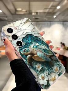 1个孵化蓝海龟与花朵图案软壳手机壳，兼容华为荣耀、Galaxy A04e/12/A13/A14/A34/A50/A52/A53/A54/S21/S22/S23/S24/S25/S25Ultra/S25FE/S26/S26 Plus/S26 Ultra/S26 Edge、6A/7A/8A、12T/13T/15T/15T Pro（国际版） - 無色 - 查看 6