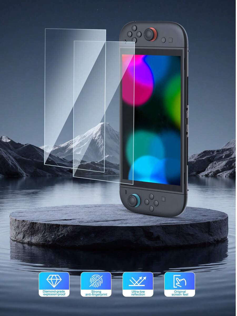 TOPWOLF Switch OLED/Switch Lite钢化玻璃屏幕保护膜，全屏覆盖，防刮防摔 - 查看 1