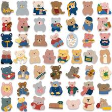 100 piezas Estilos Ins Lindos dibujos animados pequeños osos marrones para casco, bicicleta, cuenta de mano, estuche de lápices, calcomanías, pegatinas, suministros de scrapbooking - 100 piezas - Ver 11