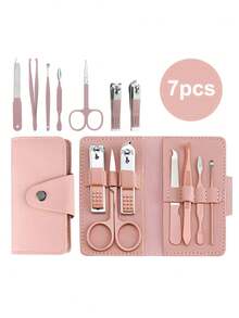 7-Piece Nail Clipper Set, Including Stainless Steel Nail Clippers, Nail File, Ear Pick, Eyebrow Trimmer, Portable Manicure And Beauty Tool Set - Multicolor - View 6