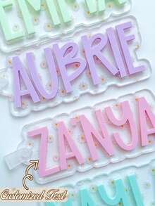 Customized Name Keychain, Double Layer Name Keychain, Car Pendant, Backpack Charm, Unisex, Back To School Gift, Christmas Gift - Multicolor - View 2