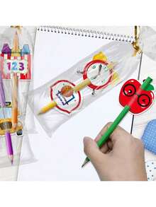 24/48 pièces Décorations de capuchons de crayon Retour à l'école avec 50 pièces de sacs cadeaux transparents. Décorations de crayons thème Retour à l'école avec réveil scolaire, pince à crayon. Décorations de crayons de dessin animé pour cadeaux, récompenses - Multicolore - Voir 4
